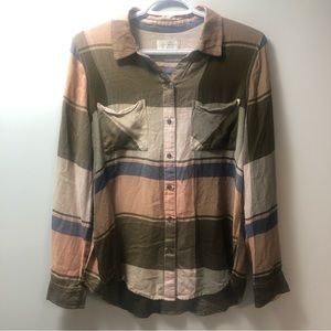 Lucky Brand Plaid Button Up Shirt Long Sleeves Size Small Viscose & Modal Airy